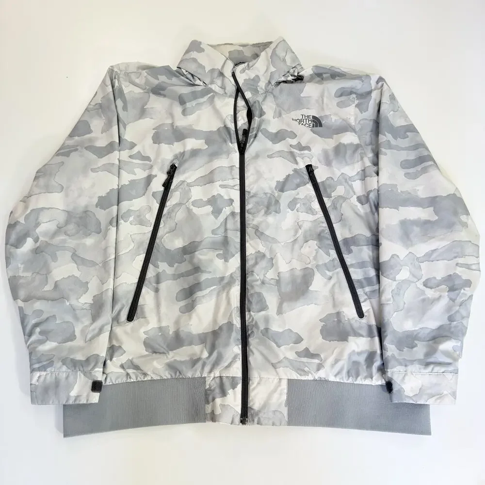 The North Face Mens XXL Diablo Camo Windbreaker Gray White Full Zip Jacket